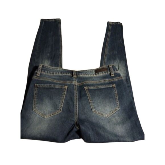 Harmony & Havoc Juniors Size 5 Straight Leg Destressed Blue Jeans - Picture 3 of 9